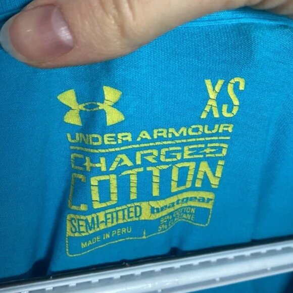 Under Armour XS Blue Charged Cotton Semi-fitted Heather Athletic T-Shirt - Picture 8 of 10